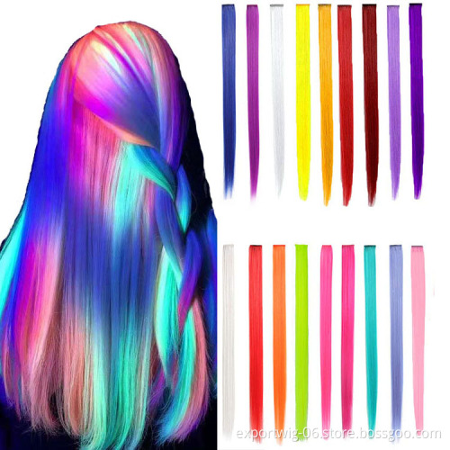 Clip Hair Extension Clip Hairpieces Synthetic Rainbow Clip Extensions Soft And Smooth For Halloween Costume Holiday Events